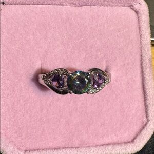 Elegant Sterling Silver and Mystic topaz ring